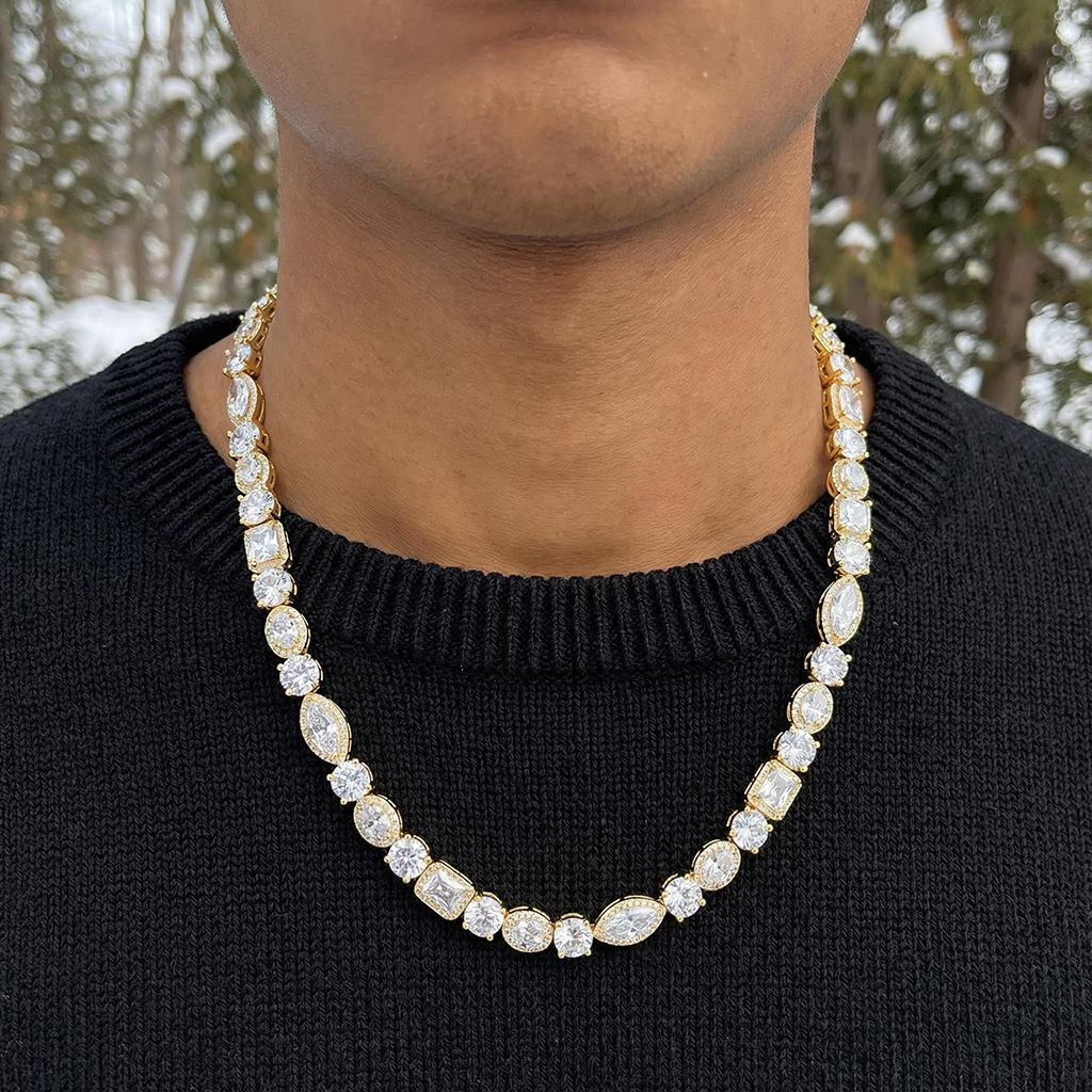 10mm Iced Out Out Multi Shaped Diamond Chain Gold With Street Luxury Shine - Image 6