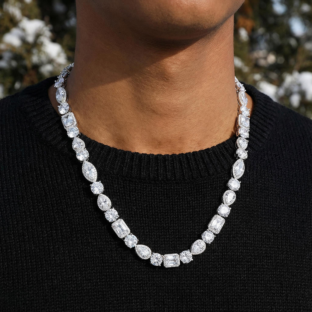 10mm Iced Out Out Multi Shaped Diamond Chain Gold With Street Luxury Shine
