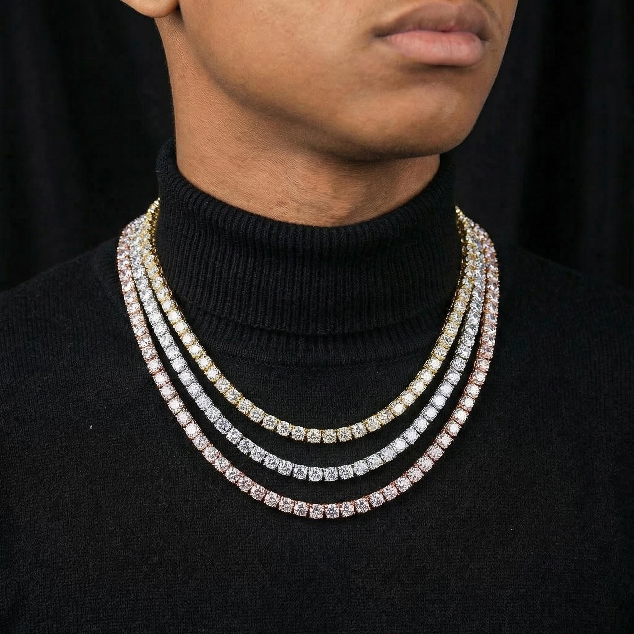 6.5mm Iced Out Out Sides Tennis Chain Gold With Street Luxury Shine - Image 3