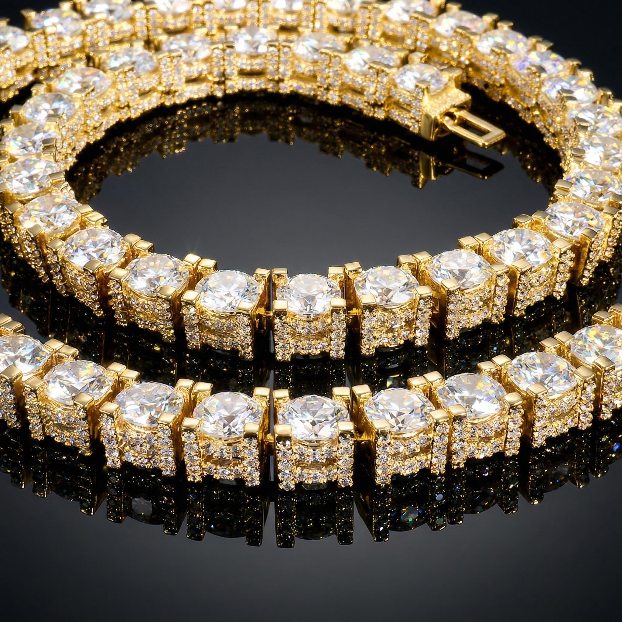 6.5mm Iced Out Out Sides Tennis Chain Gold With Street Luxury Shine - Image 4