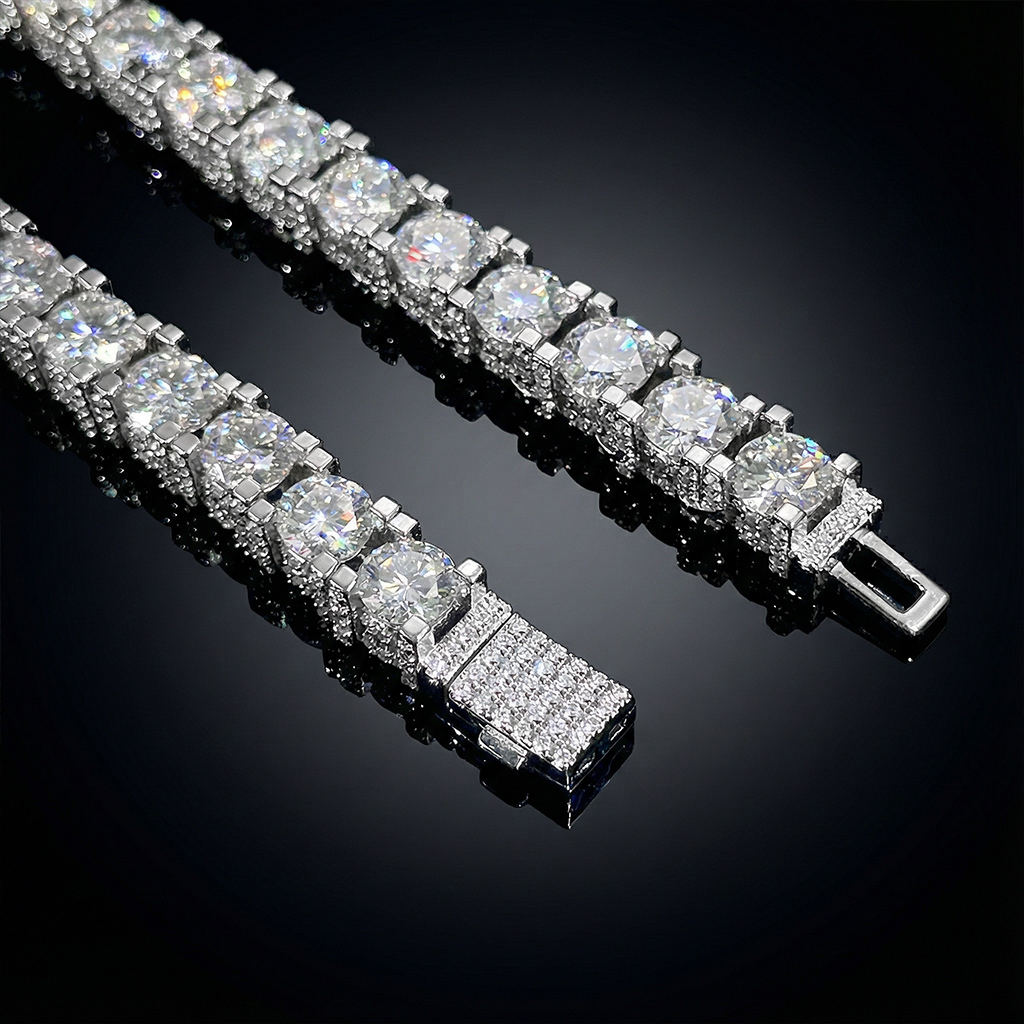 6.5mm Iced Out Out Sides Tennis Chain Gold With Street Luxury Shine - Image 6