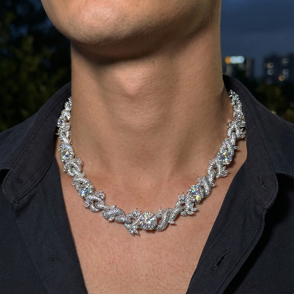 Iced Out Out 18mm Flower Infinity Link Chain Gold With Street Luxury Shine - Image 4