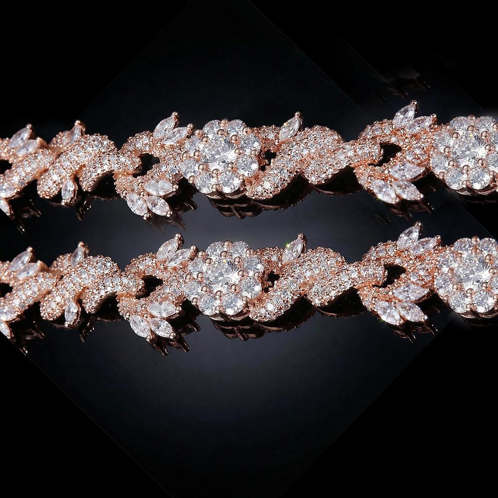 Iced Out Out 18mm Flower Infinity Link Chain Gold With Street Luxury Shine - Image 6