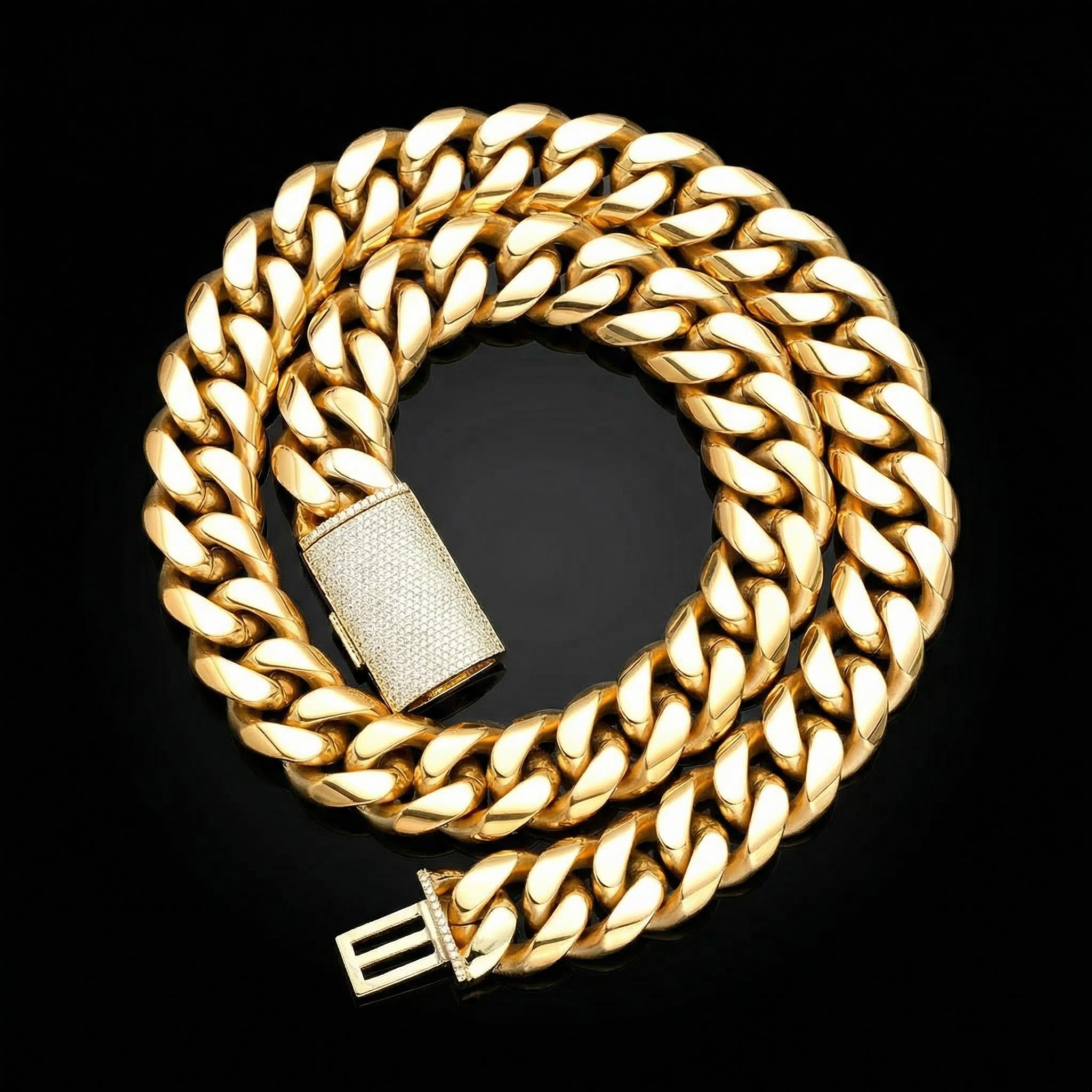 20mm/22mm Iced Out Clasp Cuban Chain In Gold With Street Luxury Shine - Image 4