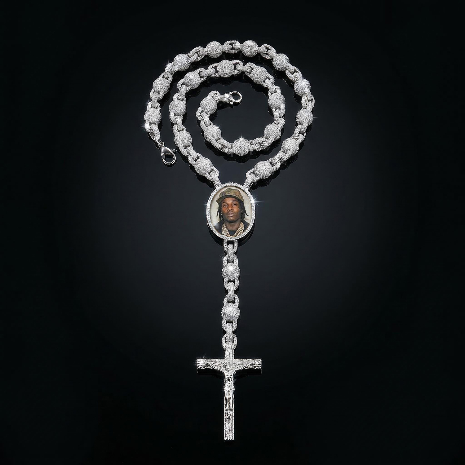 10mm Ball Chain Custom Photo Cross Necklace Gold With Street Luxury Shine - Image 3