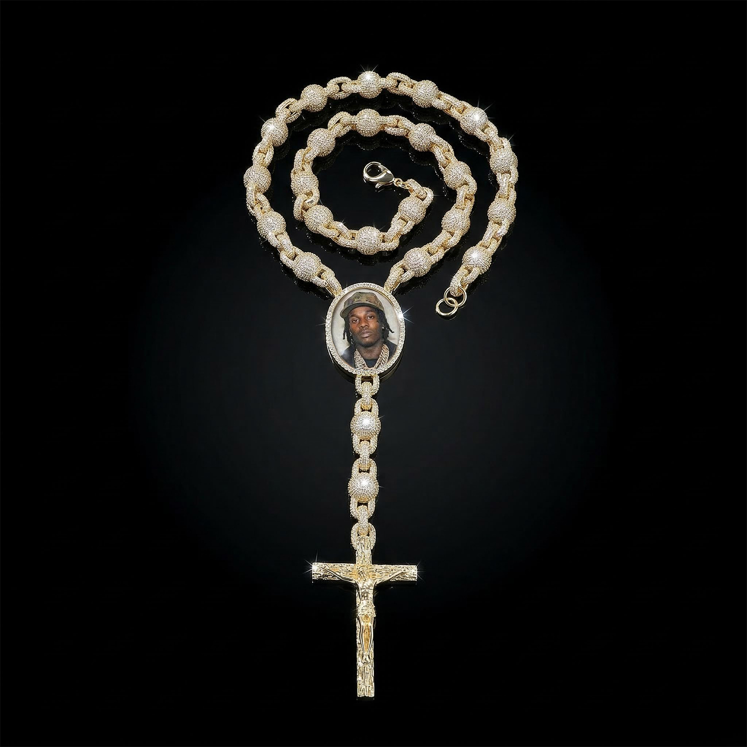 10mm Ball Chain Custom Photo Cross Necklace Gold With Street Luxury Shine - Image 5