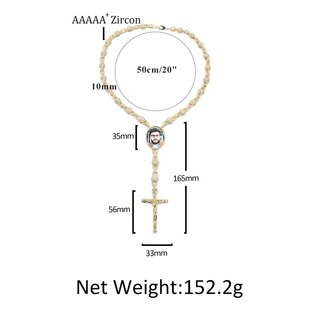 10mm Ball Chain Custom Photo Cross Necklace Gold With Street Luxury Shine - Image 8