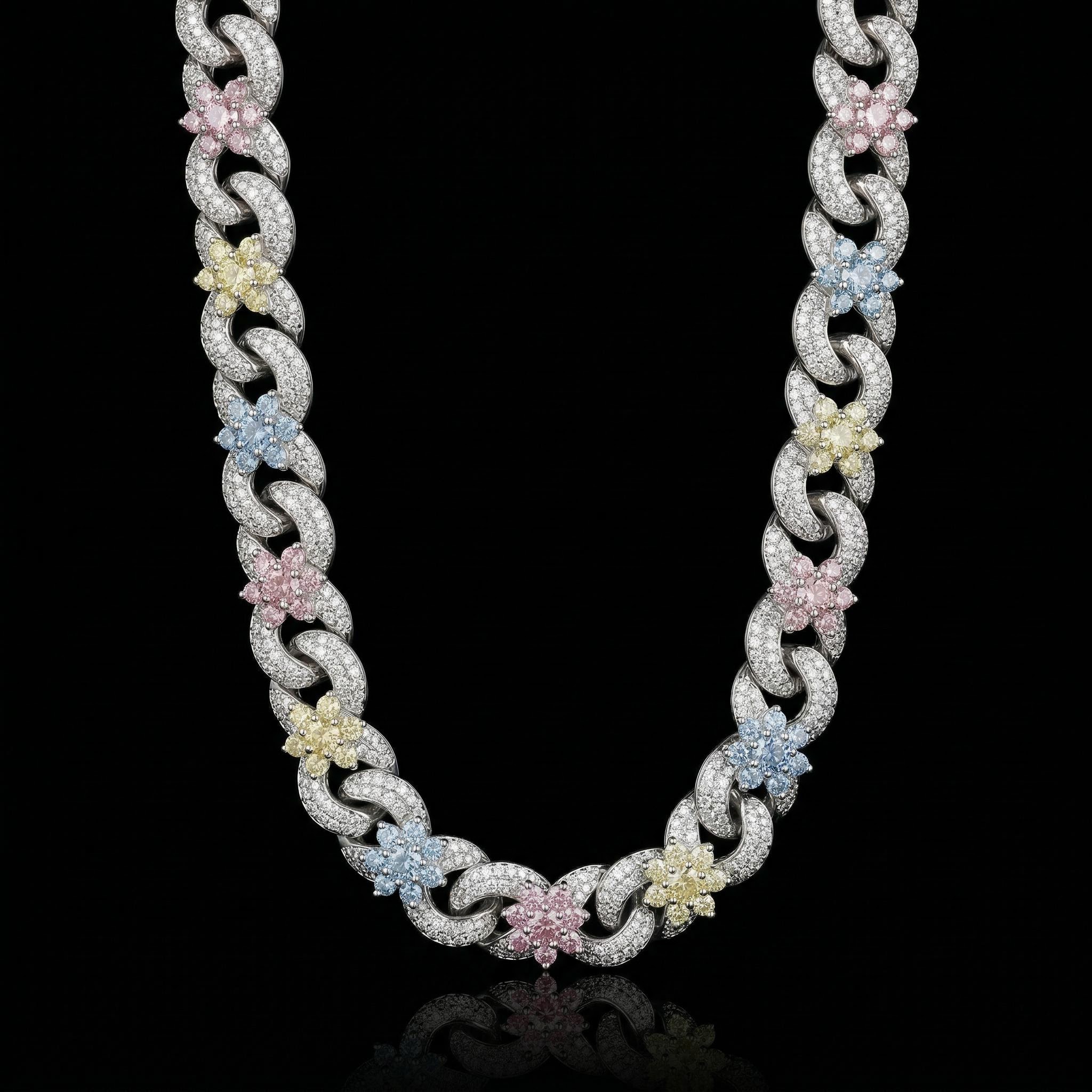 Iced Out Out Colorful Flower Infinity Link Chain With Street Luxury Shine - Image 4