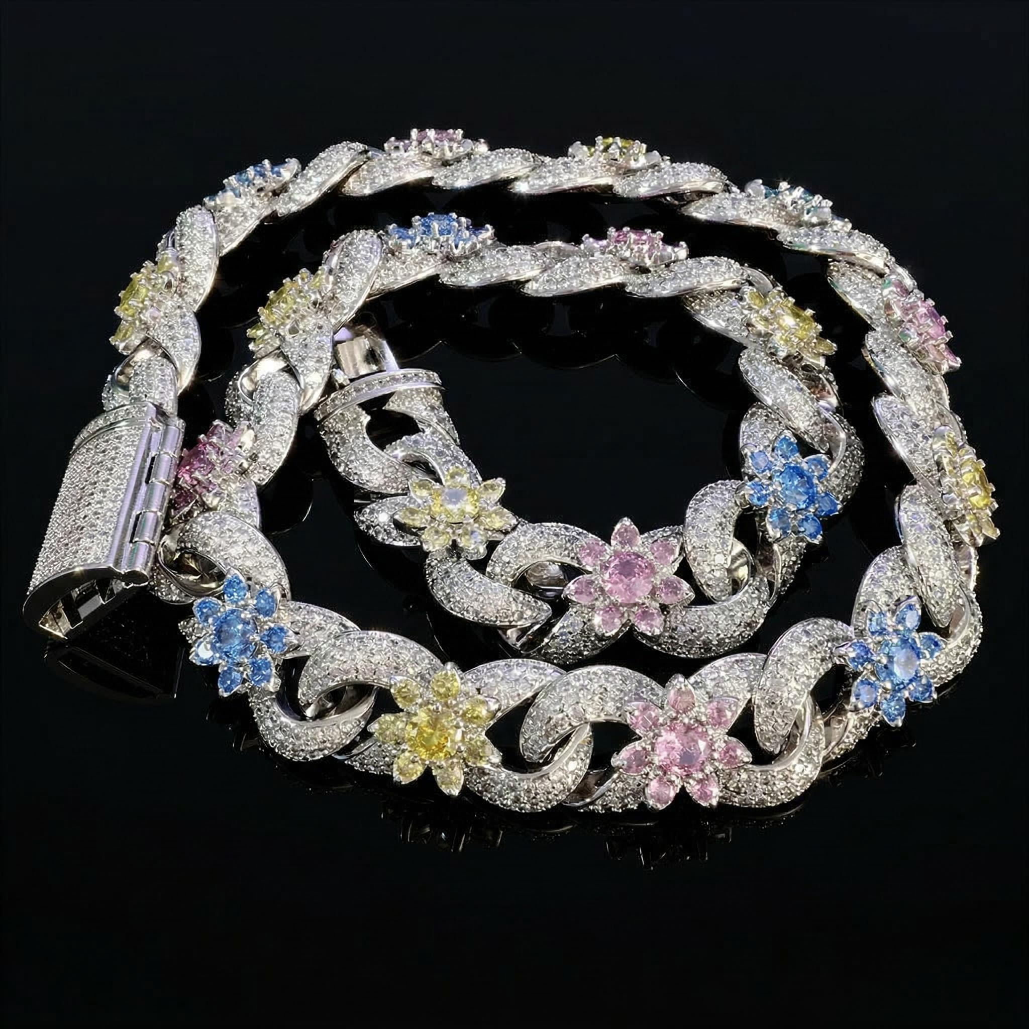 Iced Out Out Colorful Flower Infinity Link Chain With Street Luxury Shine - Image 5