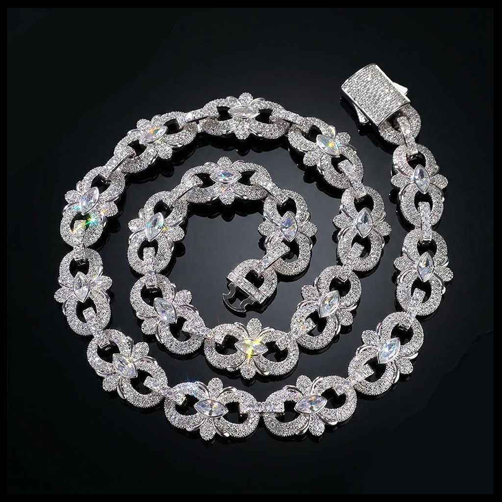 16mm Iced Out Out Marquise-cut Infinity Flower Chain Gold - Image 3