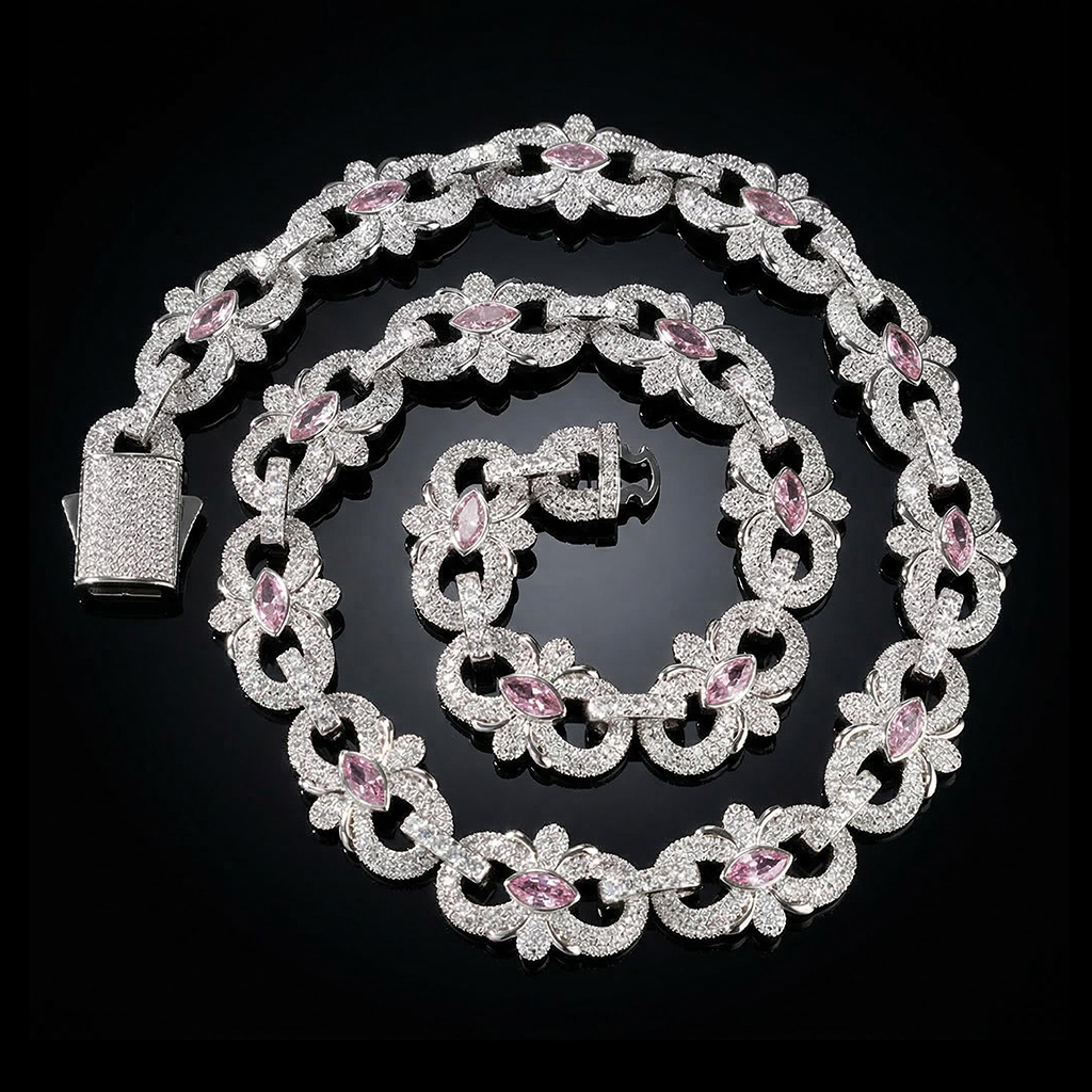 16mm Iced Out Out Marquise-cut Infinity Flower Chain Gold - Image 4