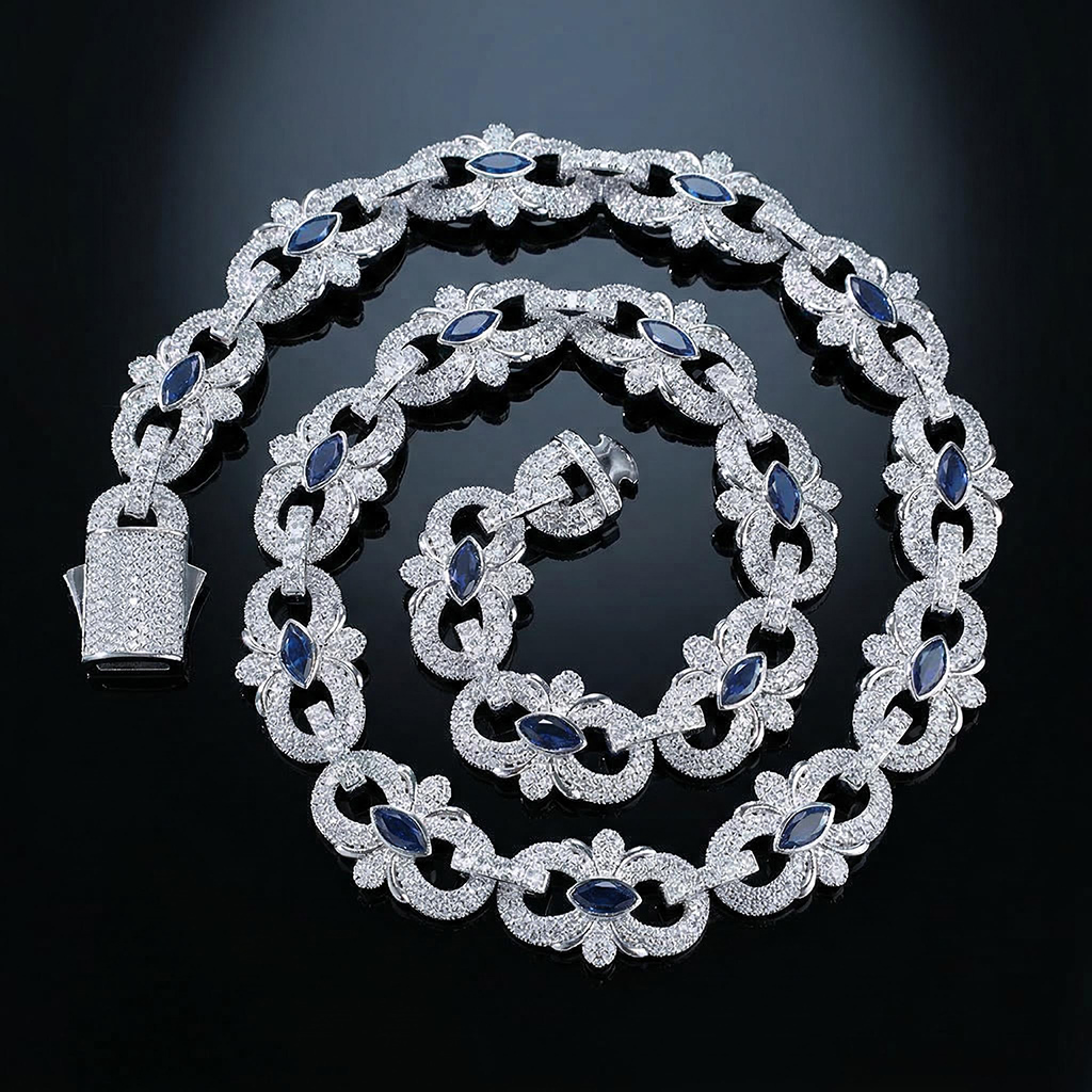 16mm Iced Out Out Marquise-cut Infinity Flower Chain Gold - Image 5
