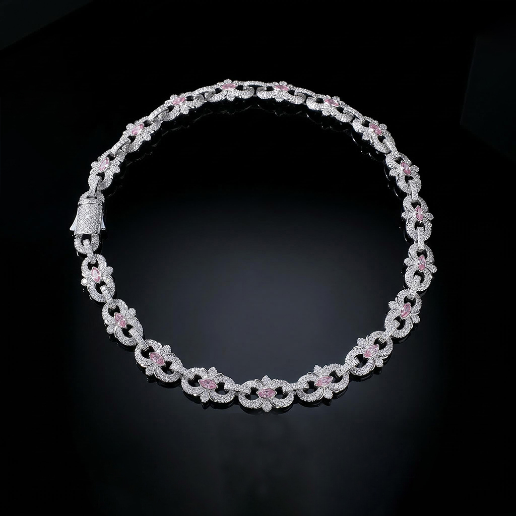 16mm Iced Out Out Marquise-cut Infinity Flower Chain Gold - Image 6