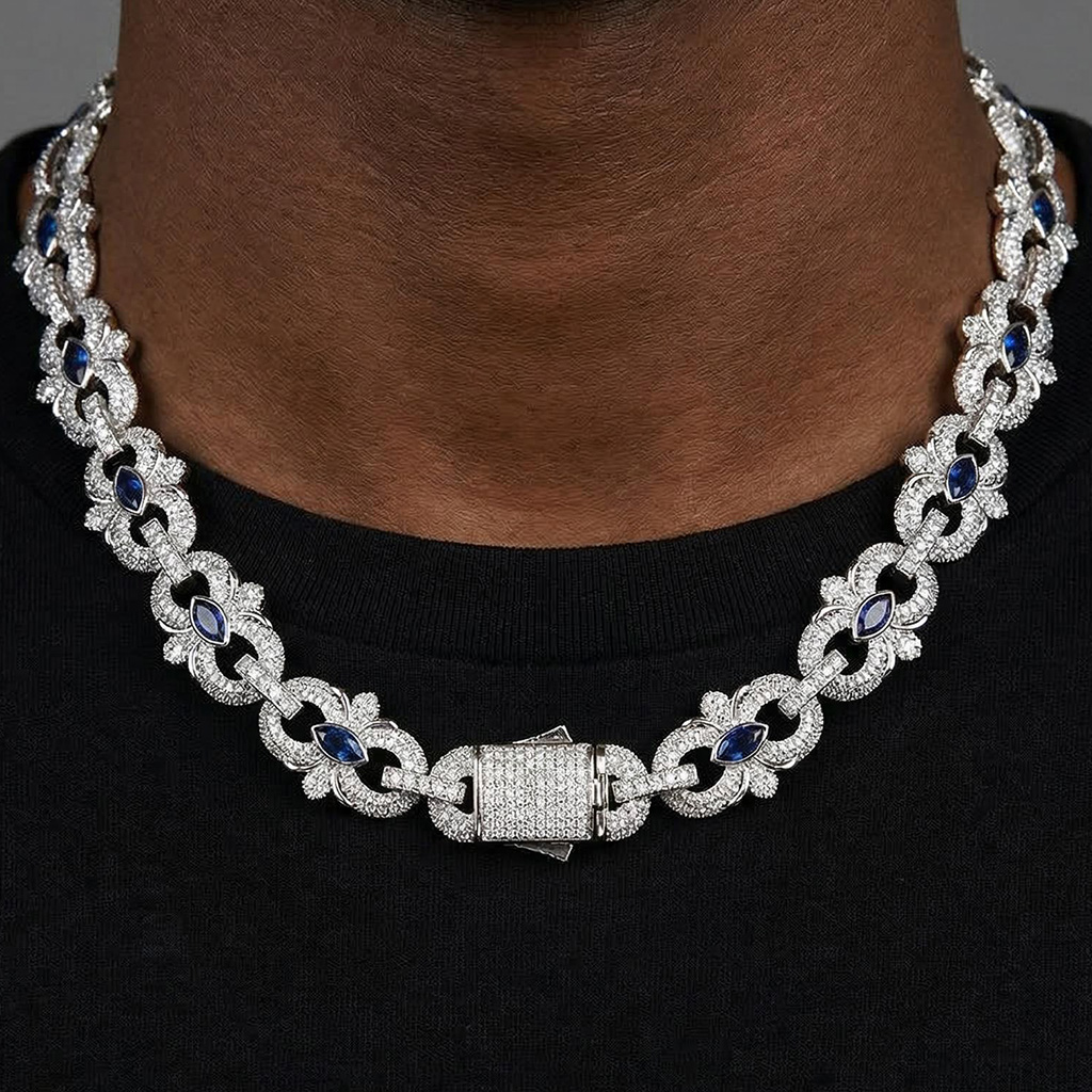 16mm Iced Out Out Marquise-cut Infinity Flower Chain Gold