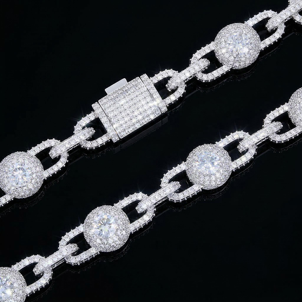 12mm Iced Out Out Ball Chain Gold With Street Luxury Shine - Image 3