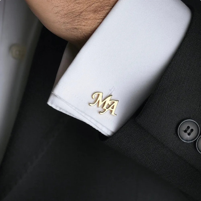 Custom Initial Letters Cufflinks For Hip Hop Jewelry Style