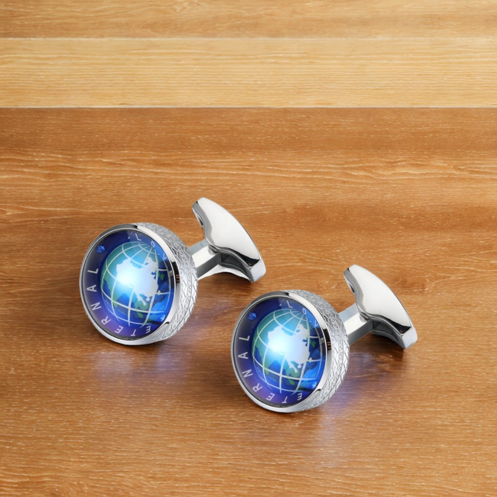 Men's Rotating Globe Shirt Cufflinks For Hip Hop Jewelry Style - Image 3