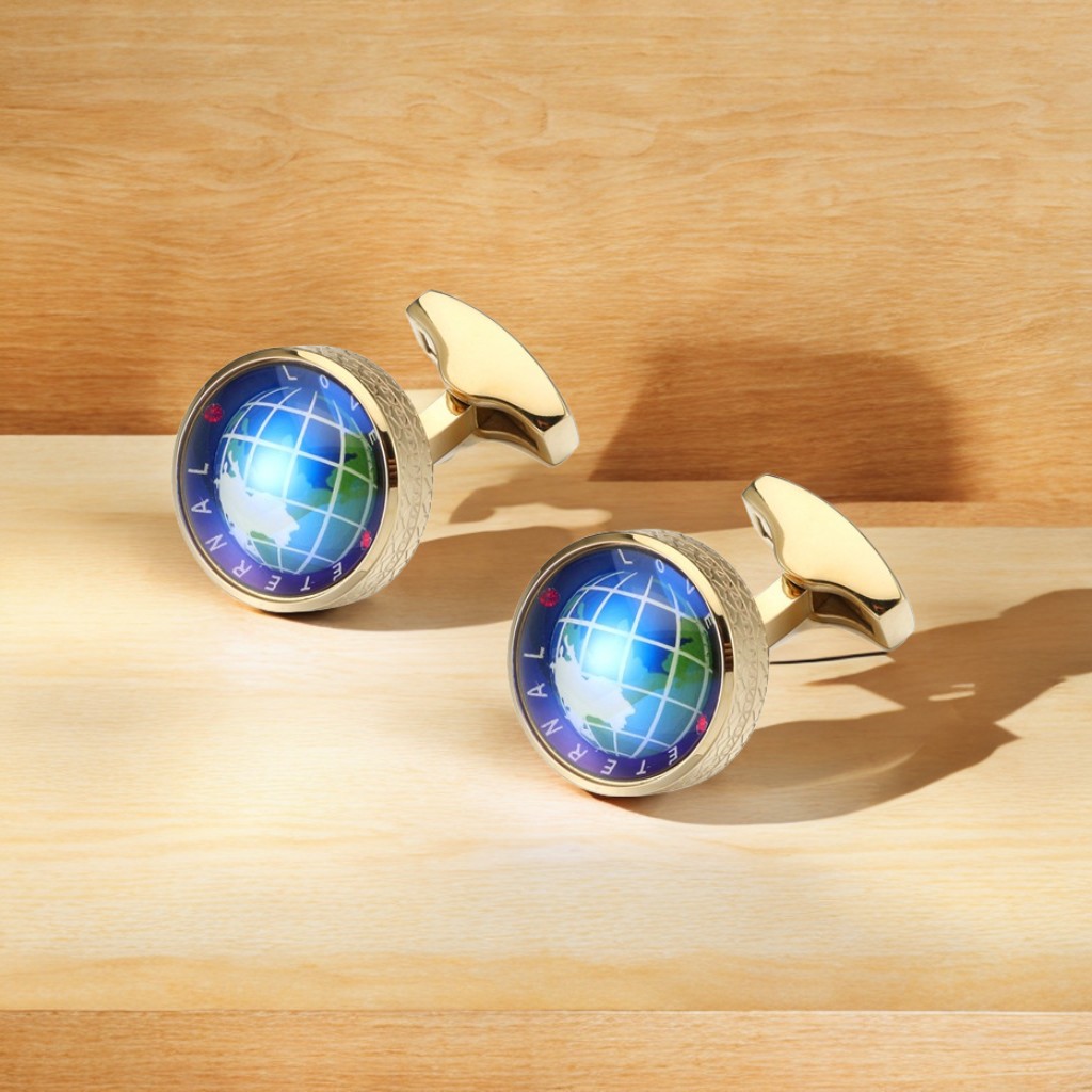 Men's Rotating Globe Shirt Cufflinks For Hip Hop Jewelry Style - Image 4