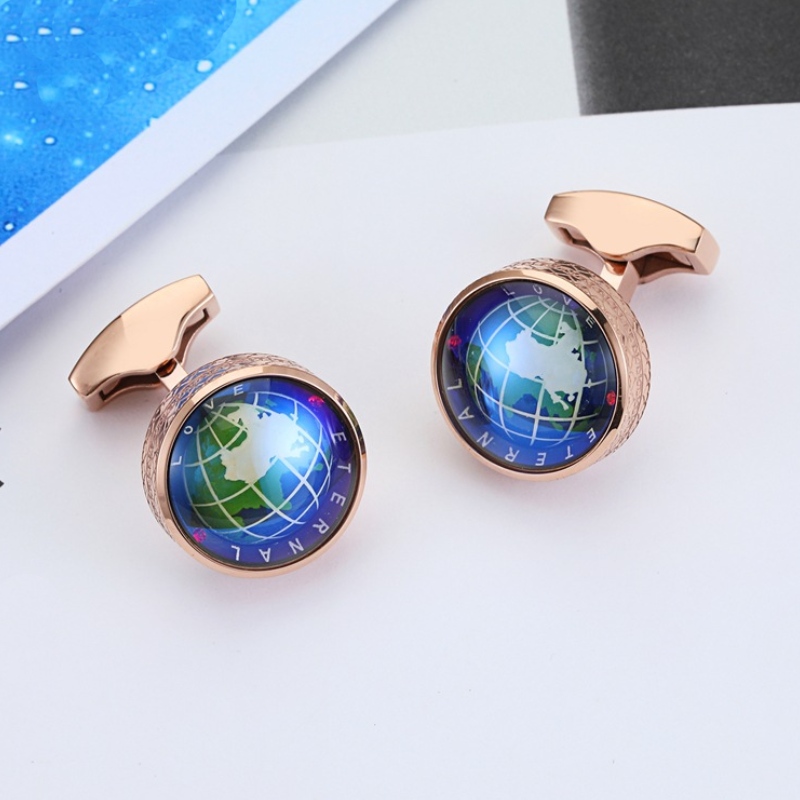 Men's Rotating Globe Shirt Cufflinks For Hip Hop Jewelry Style - Image 5
