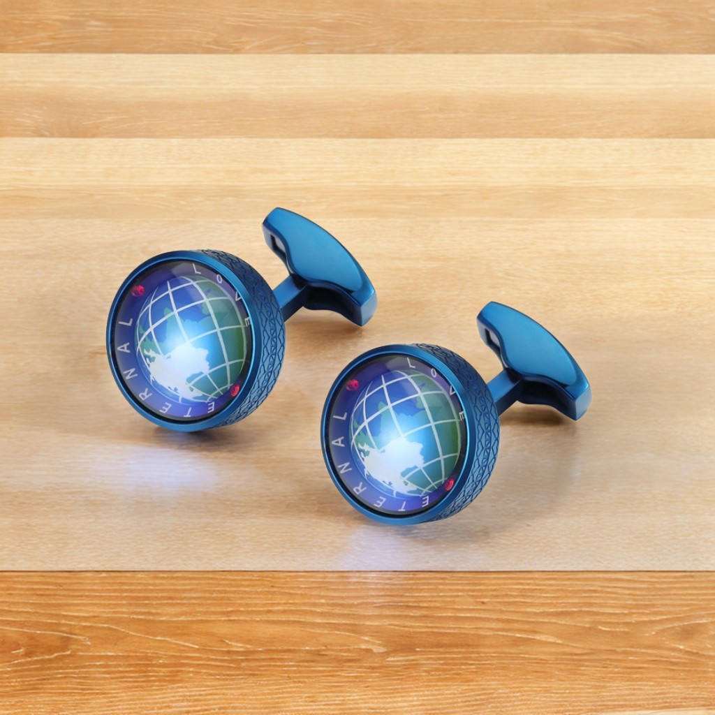 Men's Rotating Globe Shirt Cufflinks For Hip Hop Jewelry Style