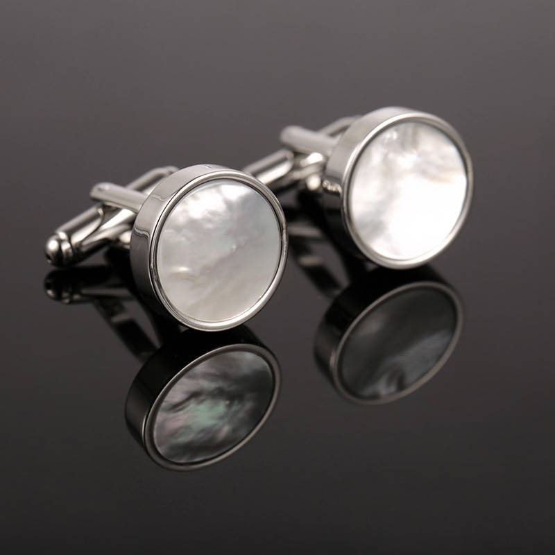 Classic Round Pearl Cufflinks For Hip Hop Jewelry Style