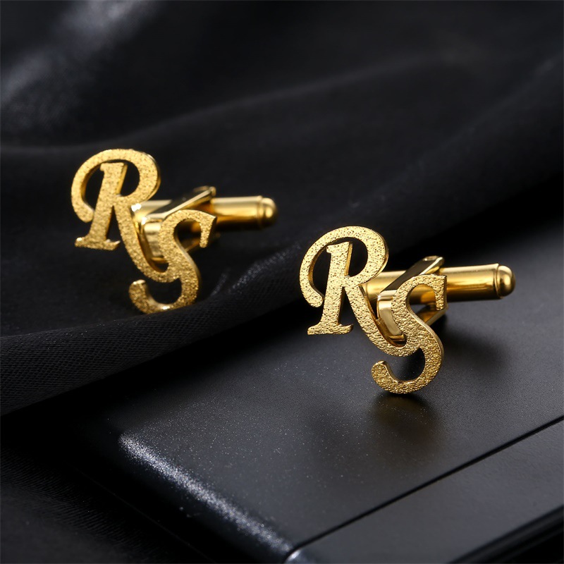 Custom Frosted Letters Cufflinks For Hip Hop Jewelry Style