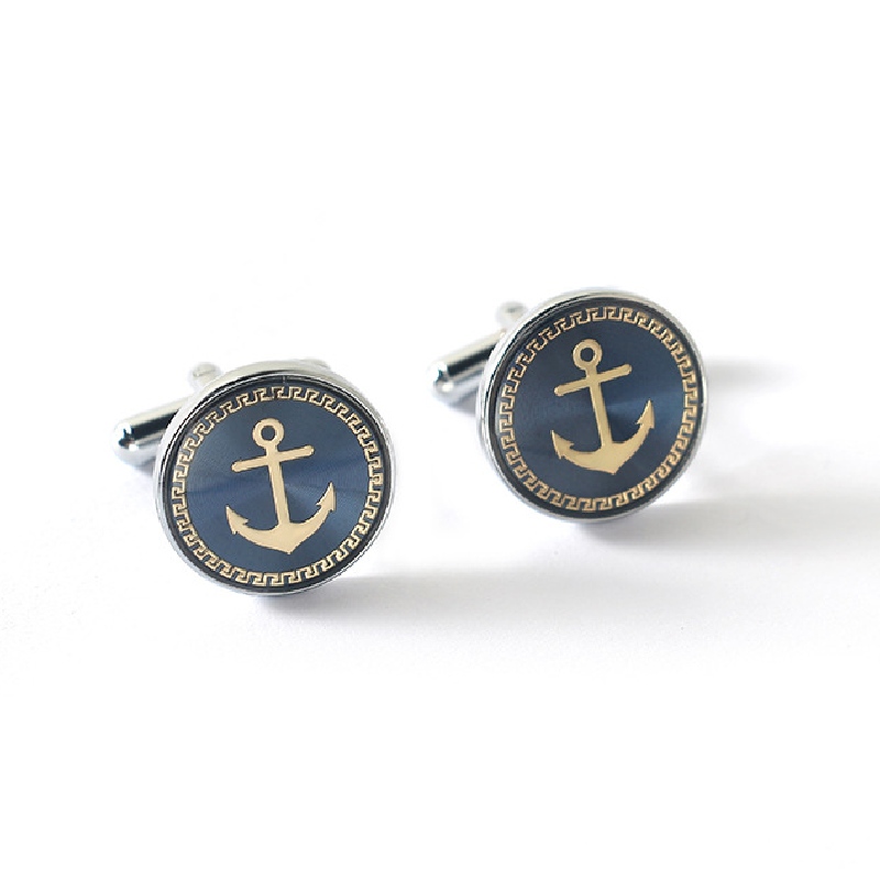 Men's Classic Enamel Anchor Cufflinks For Hip Hop Jewelry Style - Image 4