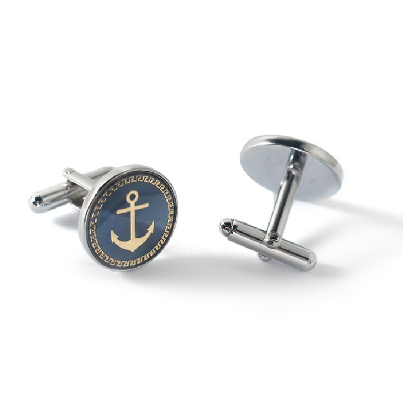 Men's Classic Enamel Anchor Cufflinks For Hip Hop Jewelry Style - Image 5