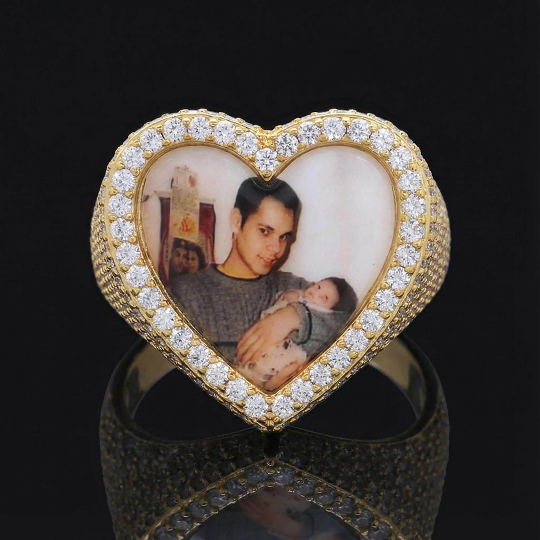 Iced Out Heart Custom Photo Ring In Gold With Street Luxury Shine - Image 3