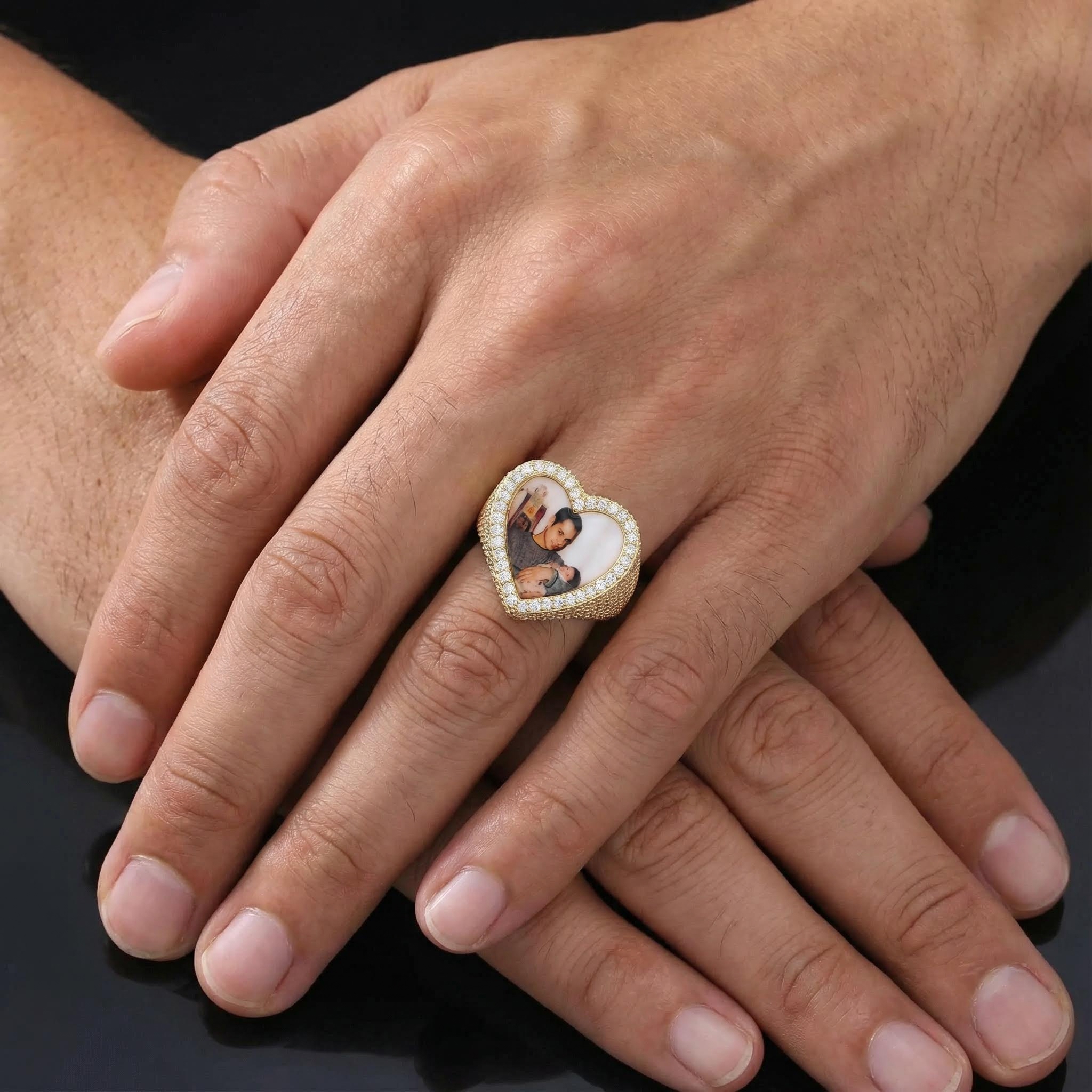 Iced Out Heart Custom Photo Ring In Gold With Street Luxury Shine - Image 4