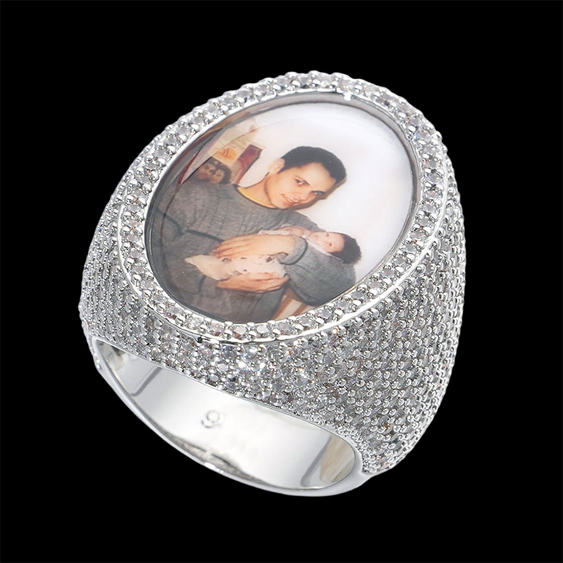 Oval Custom Photo Ring In White Gold Made For Street Luxury Energy - Image 4