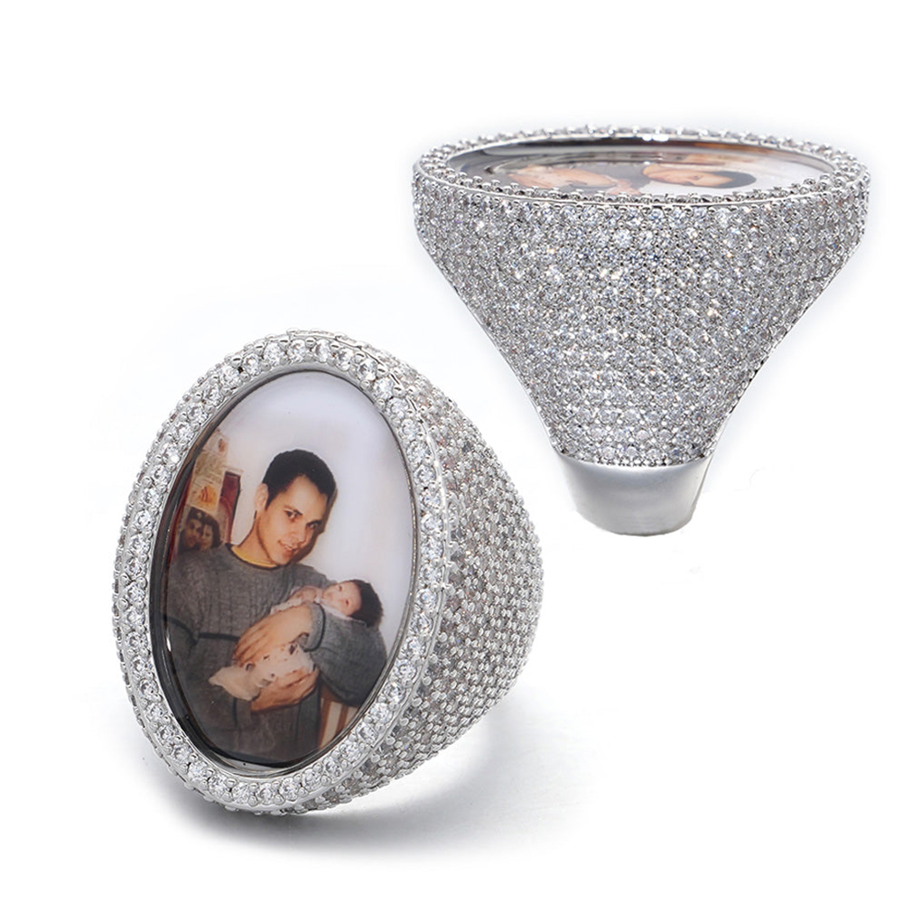 Oval Custom Photo Ring In White Gold Made For Street Luxury Energy - Image 5