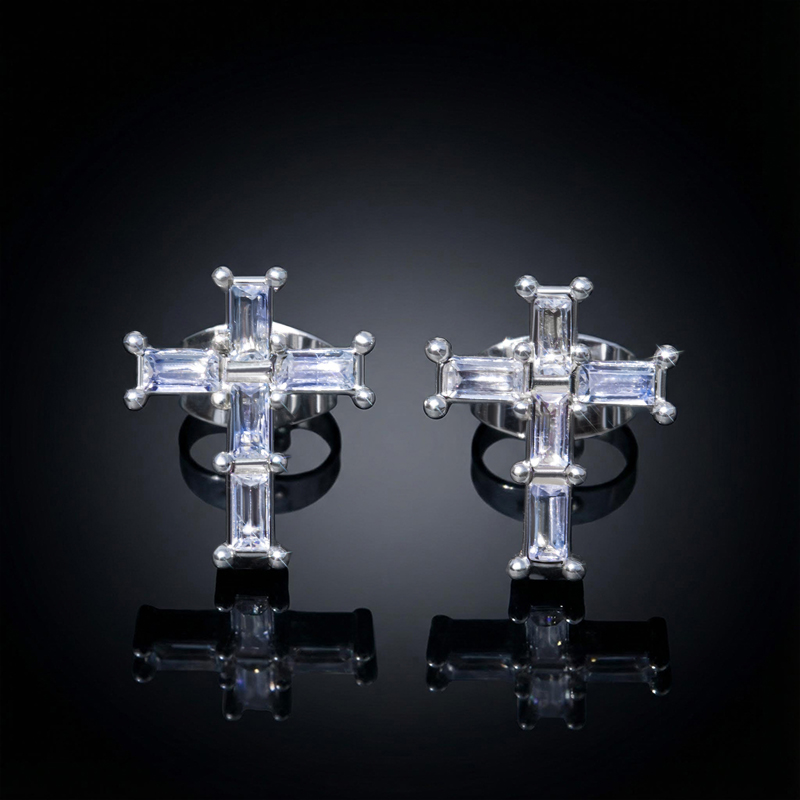 Baguette Cross Earrings Bold Statement Style With Street Luxury - Image 3