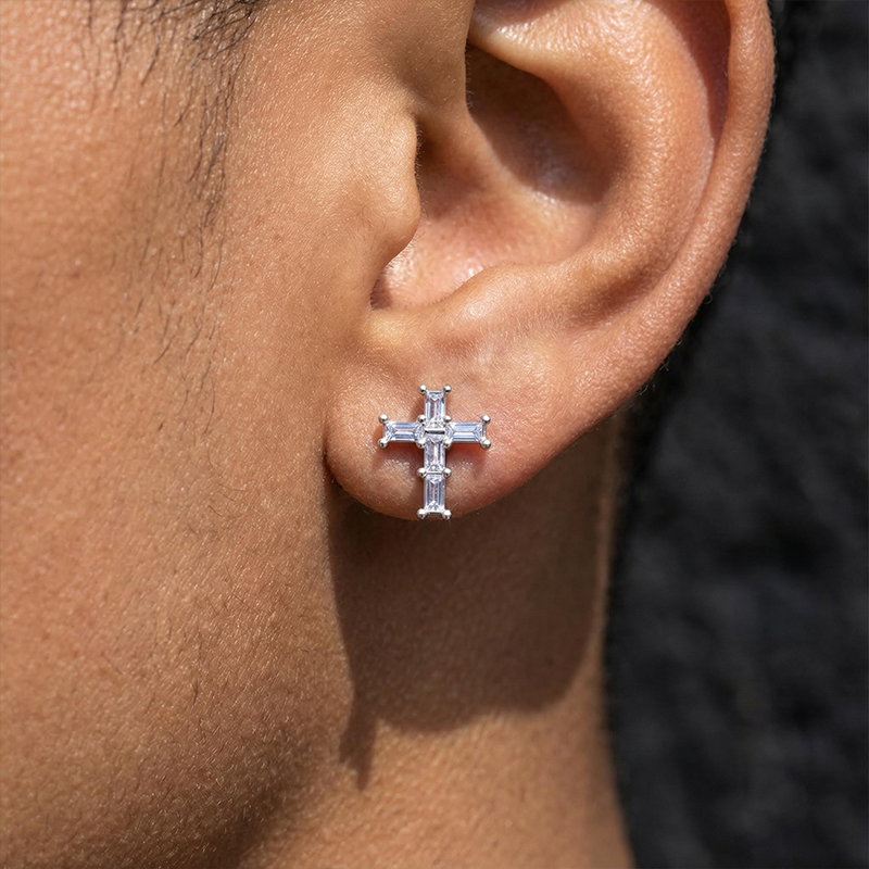 Baguette Cross Earrings Bold Statement Style With Street Luxury - Image 4