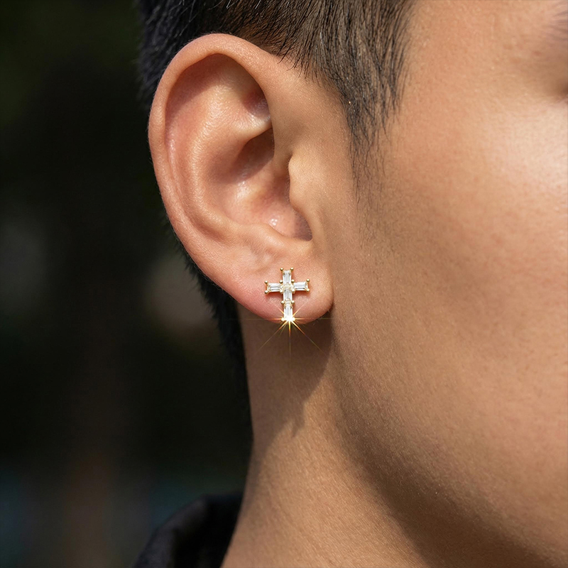 Baguette Cross Earrings Bold Statement Style With Street Luxury - Image 5
