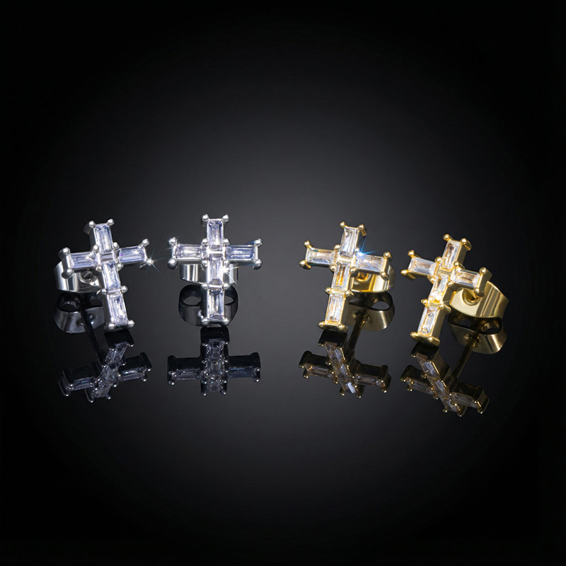 Baguette Cross Earrings Bold Statement Style With Street Luxury