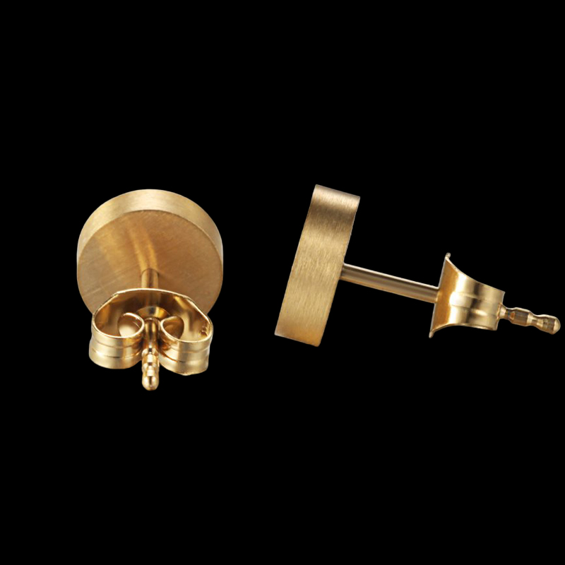 Round Bling Golden Stardust Stud Earrings In 18k Gold With Gold Shine - Image 3