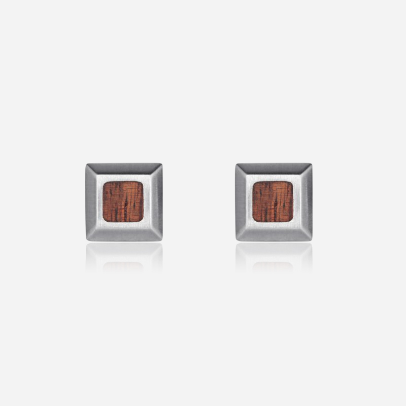 Wood Inlay Stud Earrings Bold Statement Style With Street Luxury - Image 4