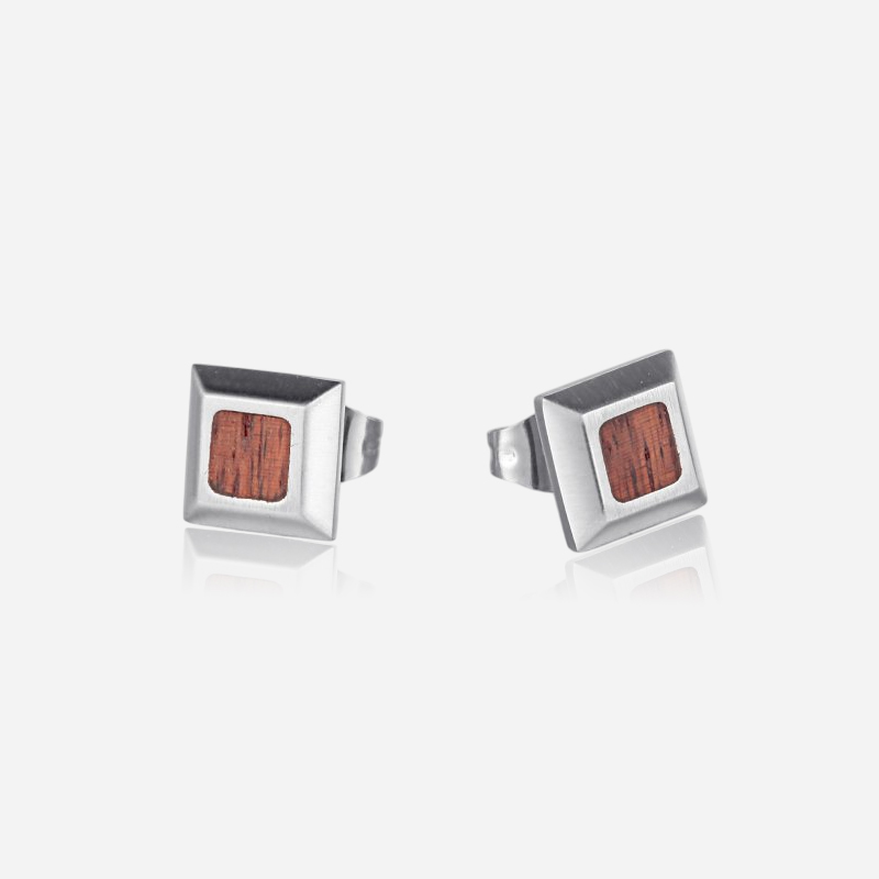 Wood Inlay Stud Earrings Bold Statement Style With Street Luxury - Image 5