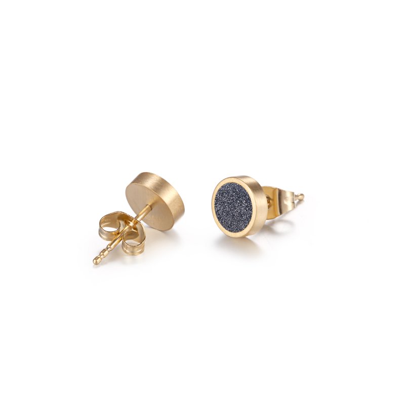 Round Bling Grey Stardust Stud Earrings In 18k Gold With Gold Shine - Image 4
