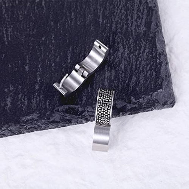 Stainless Steel Reptile Pattern Huggie Earrings With Street Luxury Shine - Image 5