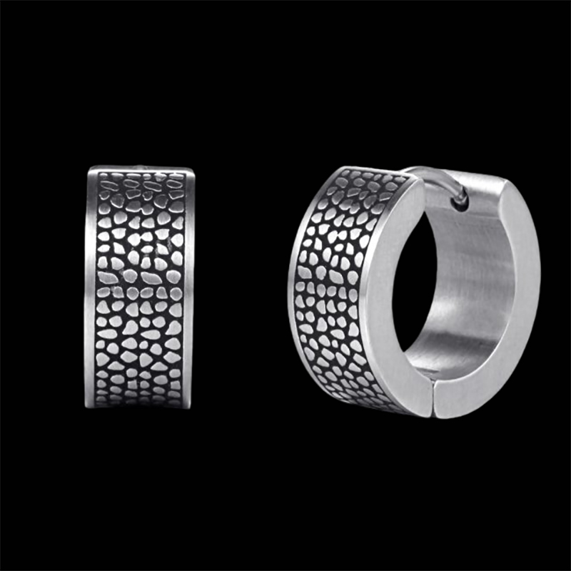 Stainless Steel Reptile Pattern Huggie Earrings With Street Luxury Shine