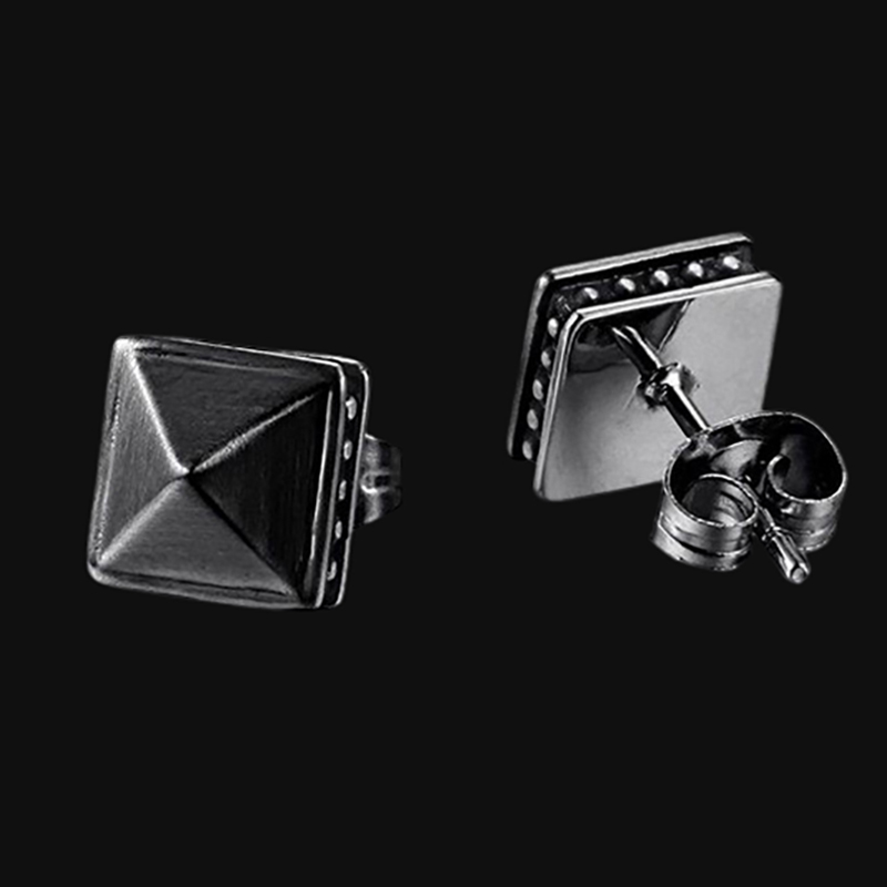 Black Pyramid Stud Earrings Bold Statement Style With Street Luxury