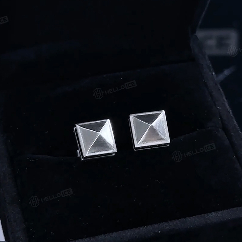 Pyramid Stud Earrings In White Gold Built For Bold Statement Style - Image 4