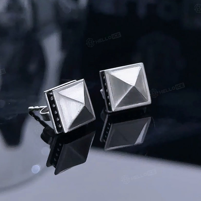 Pyramid Stud Earrings In White Gold Built For Bold Statement Style