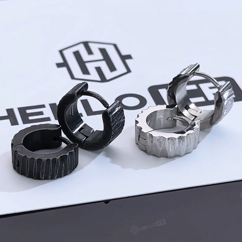 Stainless Steel Ripple Huggie Earring Silver With Street Luxury Shine - Image 7