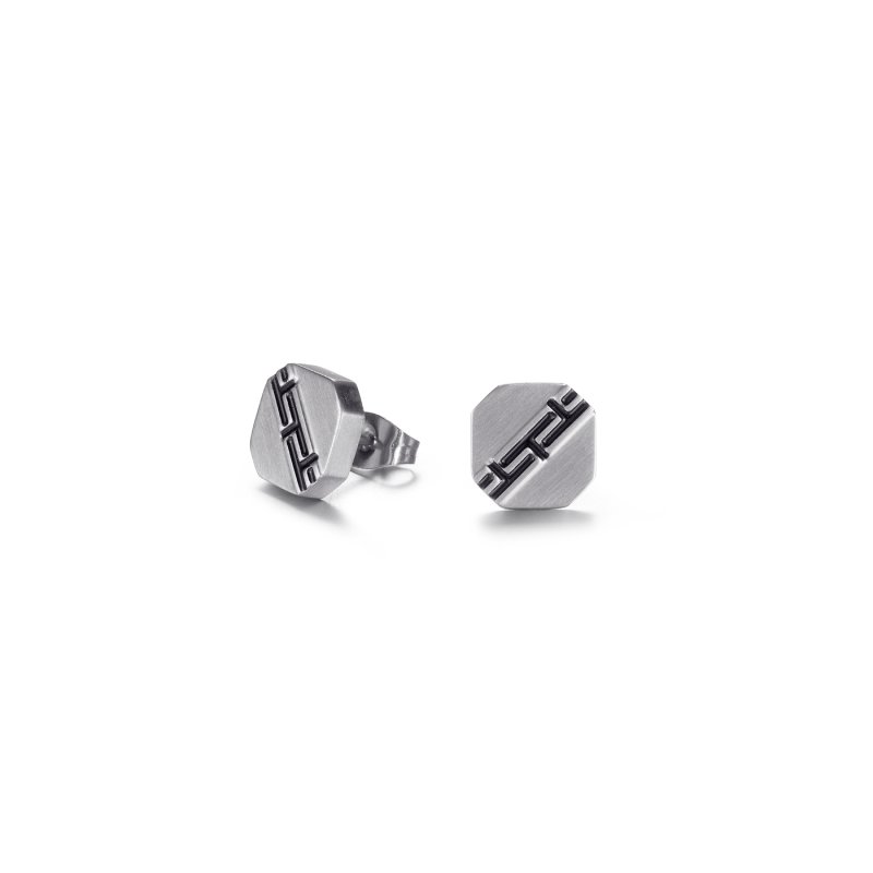 Stainless Steel Octagon Stud Earring Silver With Street Luxury Shine - Image 6