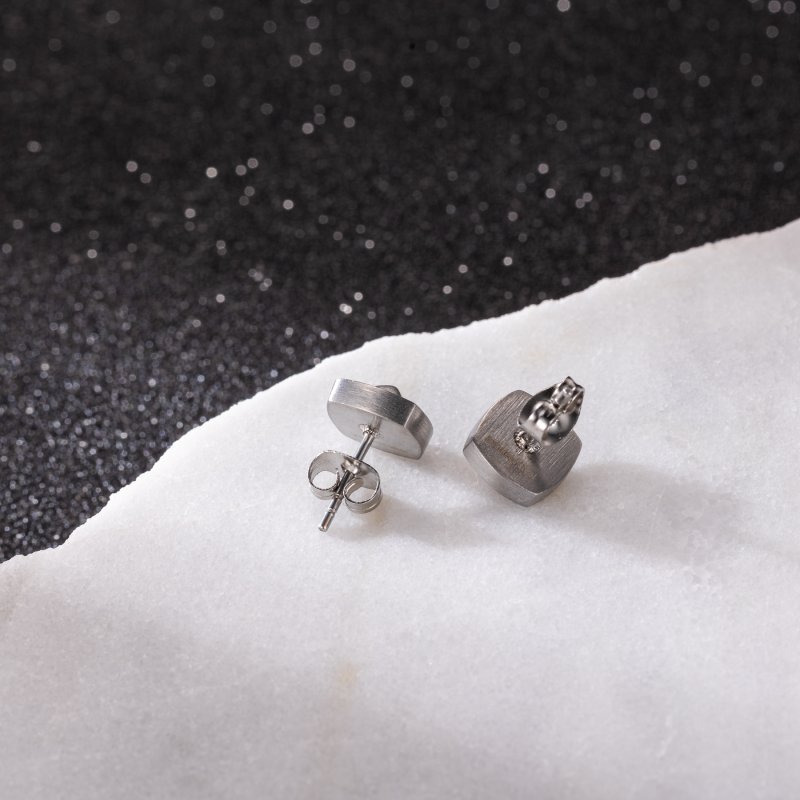 Golden Dots Pyramid Stud Earrings In White Gold With Street Luxury Shine - Image 5