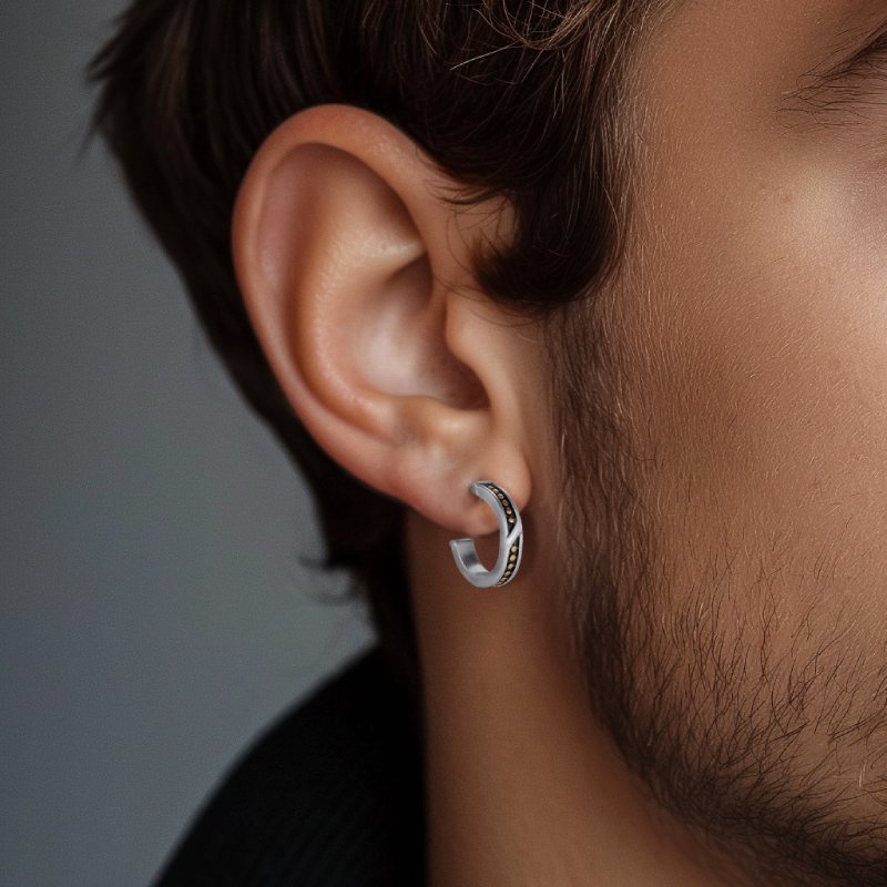 Golden Dots Huggie Earring In White Gold With Street Luxury Shine - Image 3