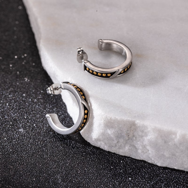 Golden Dots Huggie Earring In White Gold With Street Luxury Shine - Image 4